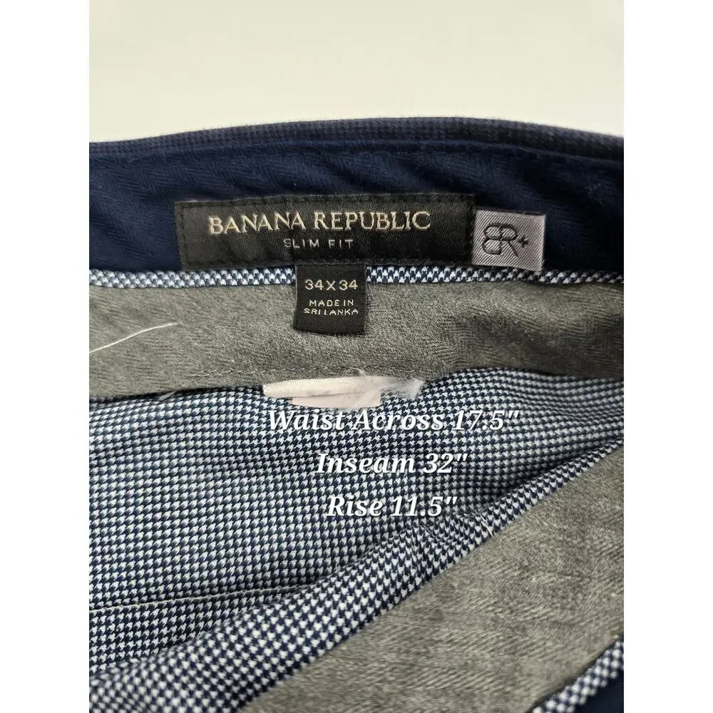 Banana Republic Slim Fit SR+‎ Dress Pants 34x34 Navy Performance Stretch Casual